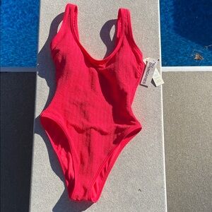 No Boundaries Textured Red Swimsuit